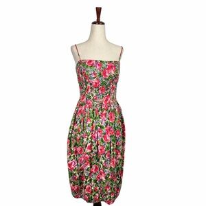 Vintage Guy D 50s 60s Retro Garden Party Rose Floral Sequin Cocktail Dress XS/S